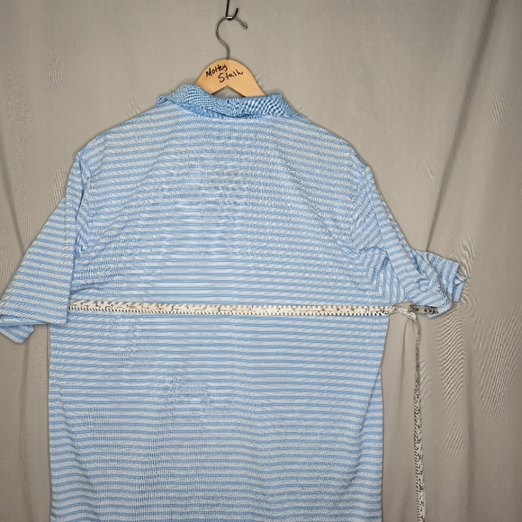 Greg Norman Men's Blue Striped Golf Shirt Short Sleeved Size XL - Picture 4 of 6